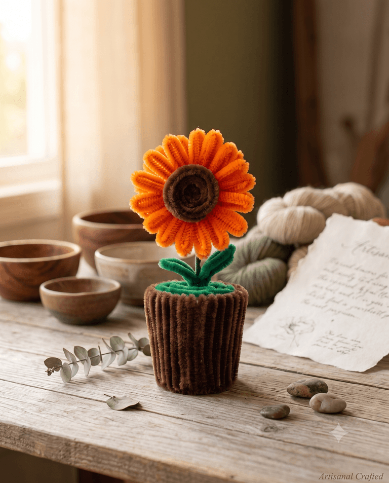 Handmade Chenille Flower Pot
